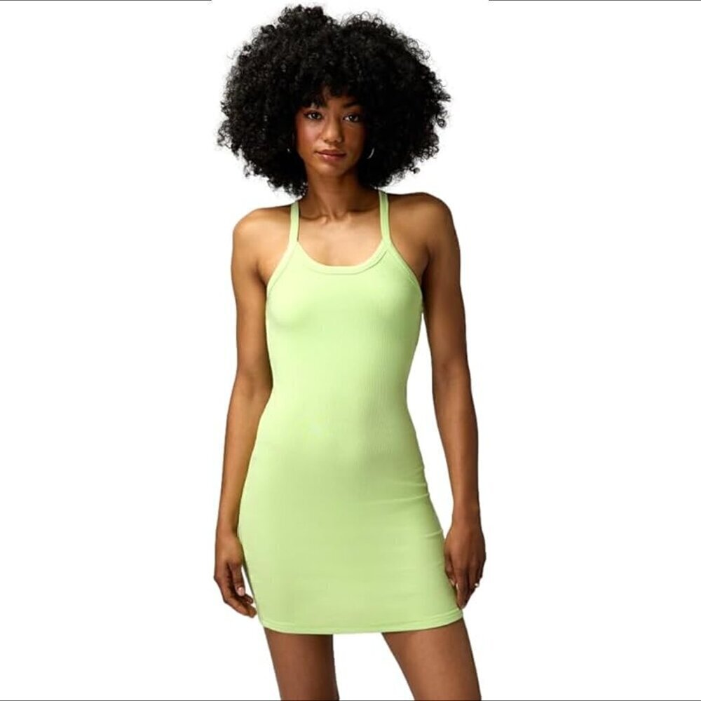 Spiritual Gangster Remi ribbed knit mini dress racerback shelf bra green new XS
